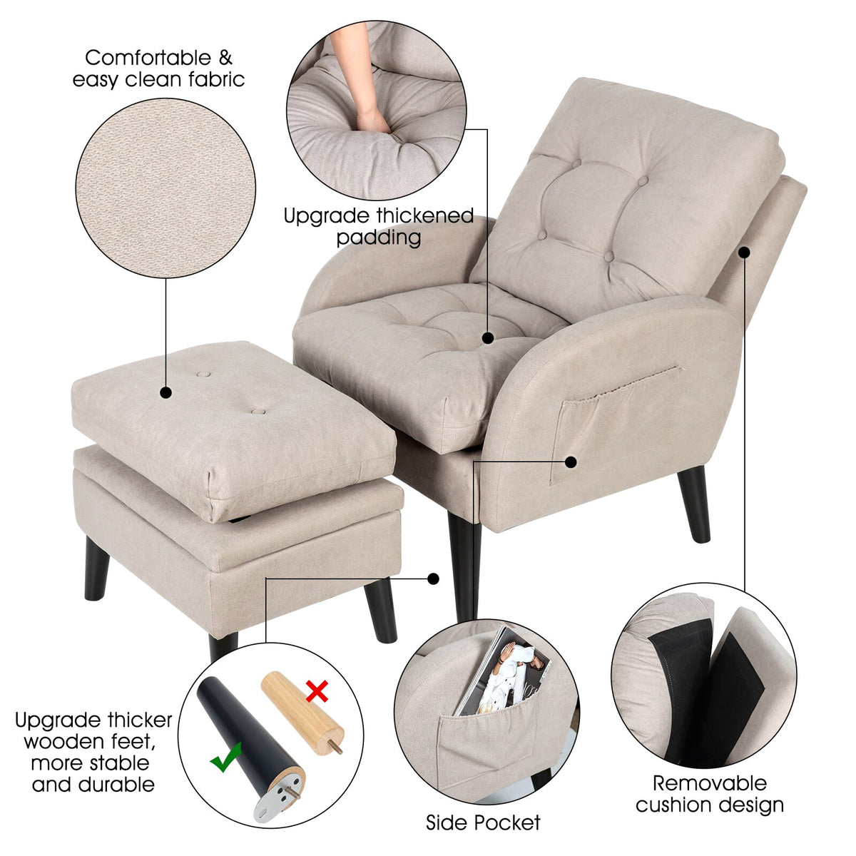 Easy chair with online leg rest