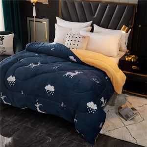 Flannel Warm Winter Wool Quilt - Thicken Comforter, Duvet, and Blanket - Luxurious Lamb Down Fabric Filling - Ultimate Warmth and Relaxation!