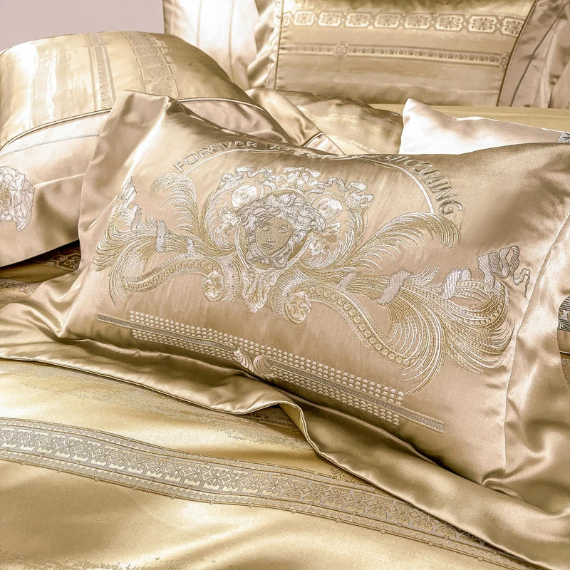 Luxury European Bedding Set: Satin Silky Brocade, Egyptian Cotton – Goods  And Beds