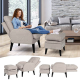 Enhance Your Living Room with our Adjustable Accent Chair with Footrest Storage, Side Pocket, and Reclining Backrest: The Perfect Lounge Chair for Stylish and Organized Living!