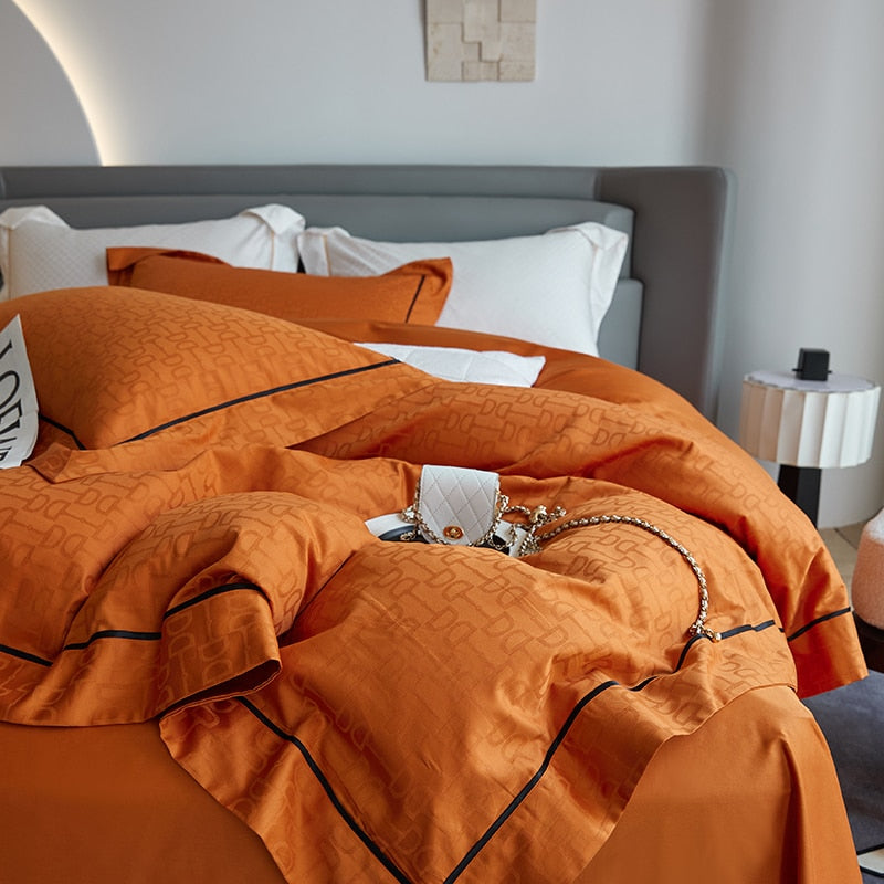 Elevate Your Sleep with 1000TC Egyptian Cotton Bedding Sets - Luxury Jacquard Duvet Cover, Flat Sheet, and Pillowcase Collection for Ultimate Comfort and Style.