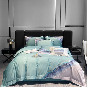 NEW Indulge in the Ultimate Comfort and Style with our Luxury Embroidery 1000TC Egyptian Cotton Bedding Set - Available in Queen and King Sizes, Includes a Duvet Cover, Bed Sheet, and Pillowcases for a Complete Bedding Solution