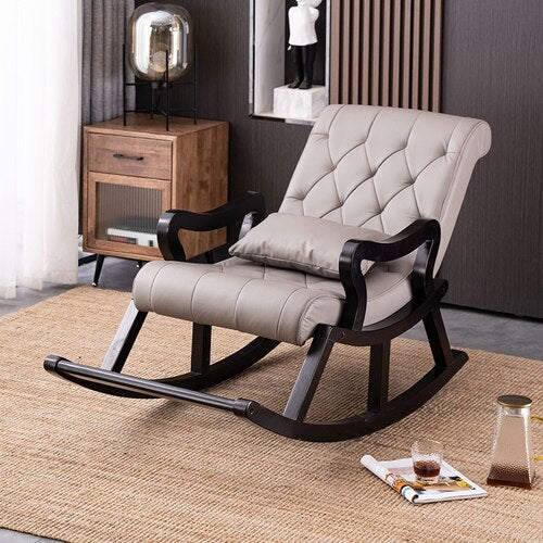 Solid Wood Rocking Chair Adult Reclining  Balcony Home Leisure Elderly   Strong Lazy Sofa Living Room Furniture