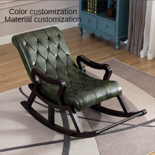 Solid Wood Rocking Chair Adult Reclining  Balcony Home Leisure Elderly   Strong Lazy Sofa Living Room Furniture