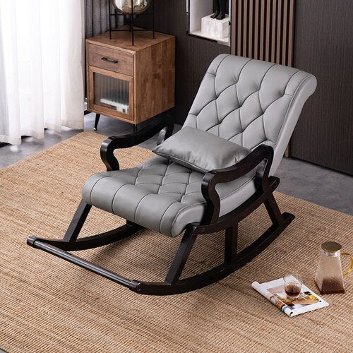 Solid Wood Rocking Chair Adult Reclining  Balcony Home Leisure Elderly   Strong Lazy Sofa Living Room Furniture