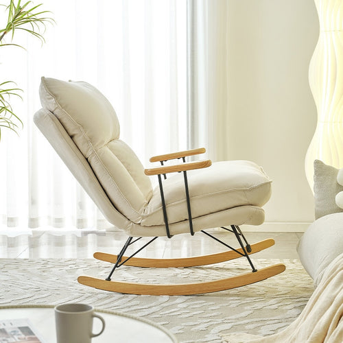 Solid Wood Rocking Chair - The Perfect Addition to Your Balcony and Living Room! Transform Your Home with this Luxurious Single Sofa Chair, Inspired by the Graceful Design of a Snail, Ultimate Leisure for Your Household!