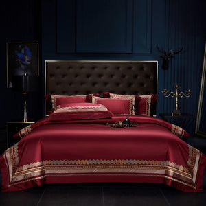 Vintage Luxury Gold Embroidery Bedding set 1200TC Egyptian Cotton Soft Duvet Cover Bed Sheet Pillowcases Double Queen King 4Pcs.