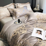 NEW Indulge in Unrivaled Comfort with Our 1000 Thread Count Egyptian Cotton Sateen Soft Duvet Cover Set - Chic Luxury Damask Design for Super King Beds (4/6 Pieces)