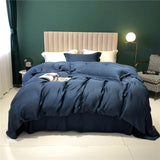 NEW Deep Blue 100% Silk Luxury Bedding Set with a Duvet Cover, Pillowcases, and Flat or Fitted Sheet - Experience the Softness and Comfort of Our Top-Grade Silk
