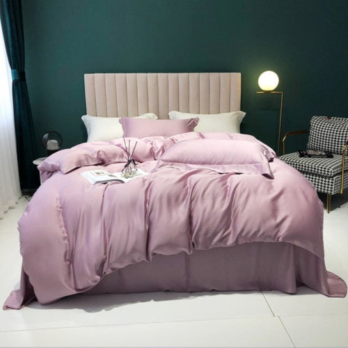 NEW Experience Ultimate Comfort & Elegance with Our Baby Pink 100% Silk Bedding Set - Duvet Cover, Pillowcase, Flat/Fitted Sheet - Luxury Sleep Redefined