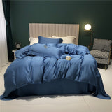 NEW Indulge in Luxurious Comfort with our Ocean Blue Top Grade 100% Silk Bedding Set - Includes Duvet Cover, Bed Linen, Pillowcase, and Flat or Fitted Sheet Options