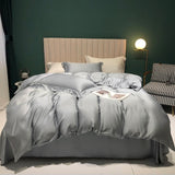 NEW Light Gray 100% Pure Silk Luxury Bedding Set: Soft, Smooth & Durable Duvet Cover, Bed Linen, Pillowcase, Flat Sheet or Fitted Sheet