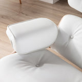 White & Walnut Classic Lounge Armchair With Footrest Genuine Leather Lounge Chair Aluminum Leg