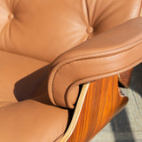 NEW Classic & Premium Lounge Chair with a Footrest - Brown Genuine Napa Leather for Ultimate Comfort