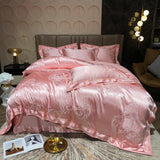 NEW Indulge in Luxurious Comfort with our Lavish Pink 100% Cotton Satin Jacquard Bedding Set - Includes Duvet Cover in Queen, King and Super King Size for a Perfect Night's Sleep