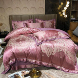 NEW Royal Pink 100% Cotton Satin Jacquard Bedding Set - Perfect for Double, Queen, & King Sized Beds.