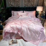 NEW Sleep Like Royalty with our Princess Pink Satin Jacquard Bedding Set - 100% Cotton, Double Queen King Sizes with Duvet Cover Included