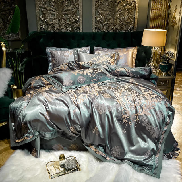 NEW Elegant 100% Cotton Satin Jacquard Bedding Set - Includes Duvet Cover - Double, Queen, King Sizes - Sleep in Luxury