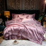 NEW Luxurious 100% Cotton Satin Jacquard Bedding Set with Duvet Cover - Double, Queen and King Sizes Available