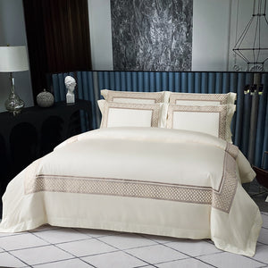 NEW Elevate Your Bedroom with Our 1400 TC Cotton Luxury Embroidery Bedding Set - 5 Exquisite Designs to Choose From, Perfect for Double, Queen, & King Size Beds